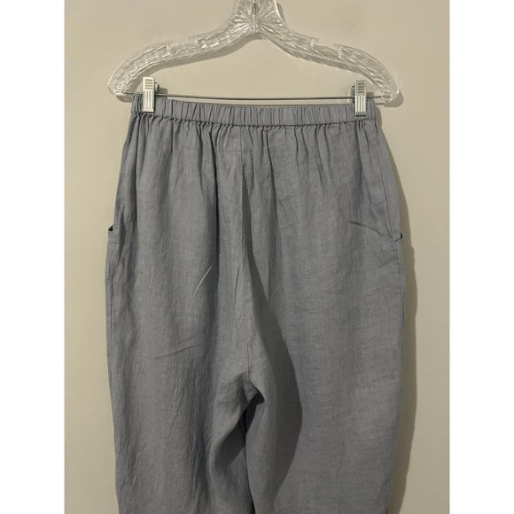 Flax Pants Women’s Medium Blue Linen Pull On Boho Lagenlook - Picture 7 of 14